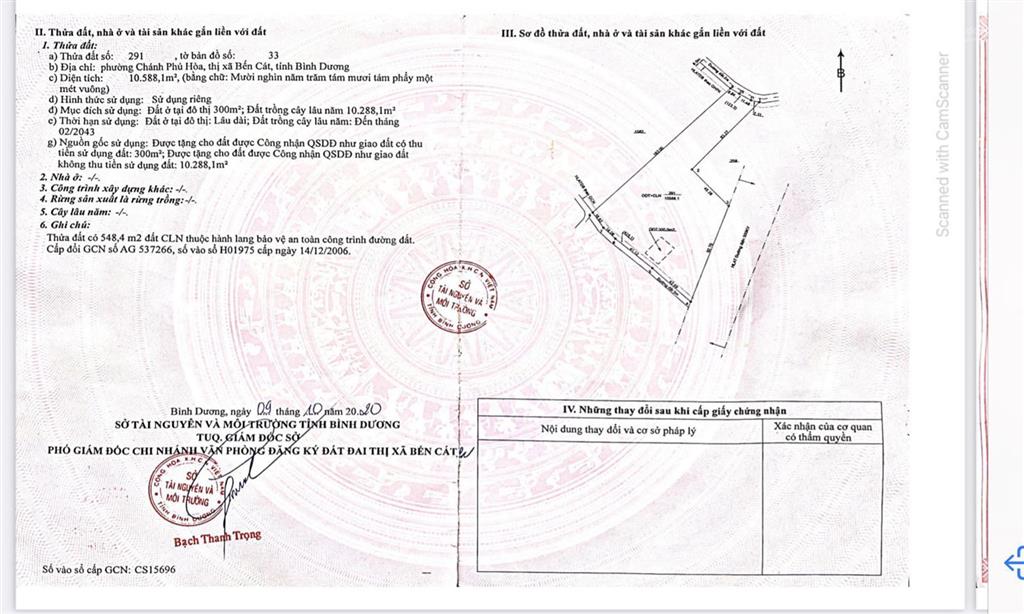 Bán lô 3 mặt tiền tại chánh phú hòa, bến cát, bình dương, 10588m2, có 300m2 thổ, 0902 068 ***
