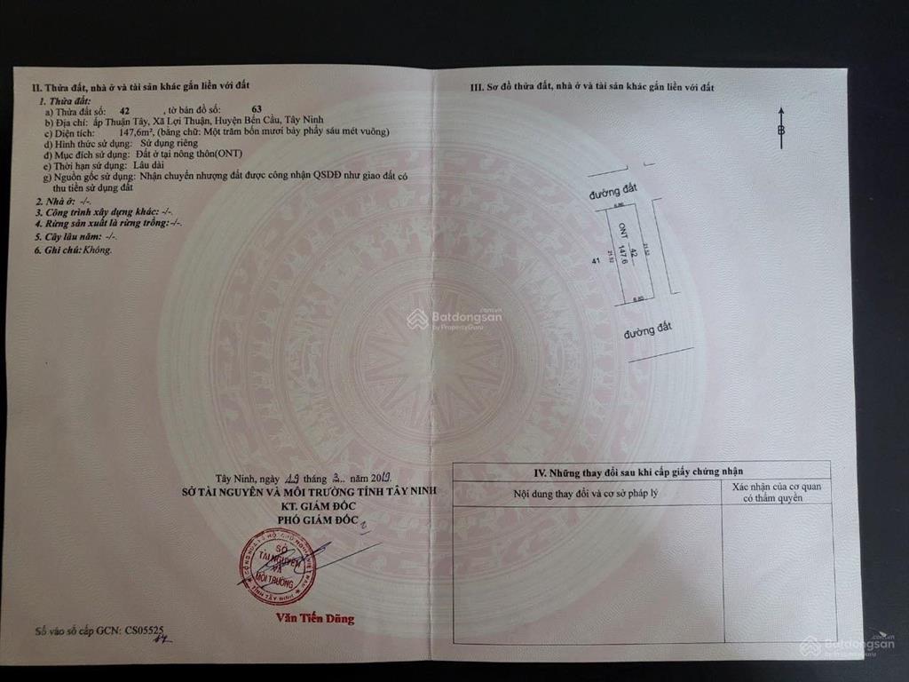 Bán lô 3 mặt tiền ql 22, 1,5 tỷ, 147m2, gần cửa khẩu mộc bài, bến cầu, tây ninh