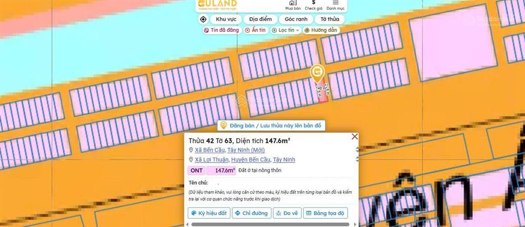 Bán lô 3 mặt tiền ql 22, 1,5 tỷ, 147m2, gần cửa khẩu mộc bài, bến cầu, tây ninh