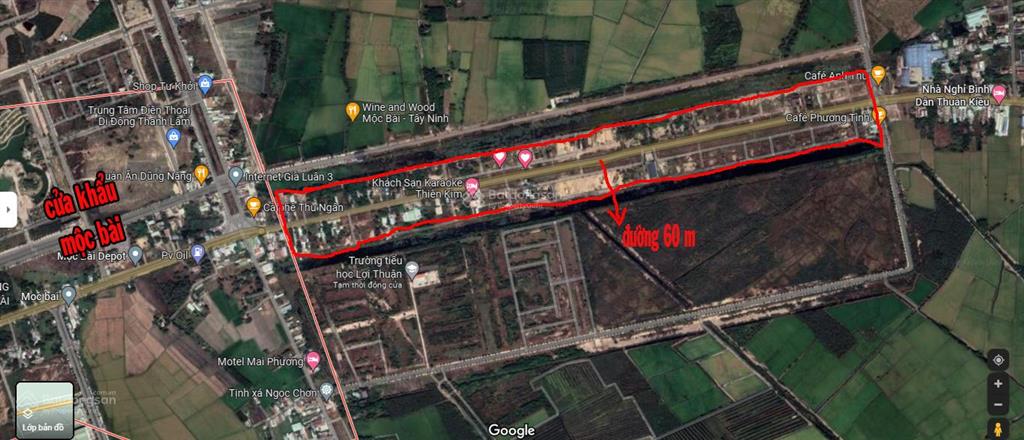 Đất cửa khẩu mộc bài, tây ninh, lô 3 mặt tiền, (11.69x21.5m), full thổ, 2,5 tỷ