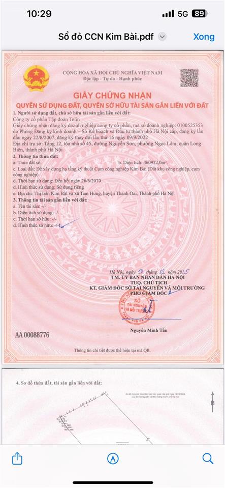 Chính chủ bán lô xưởng cụm công nghiệp telin diện tích 2700m2, giá nhỉnh 9tr/m2  0989 580 ***