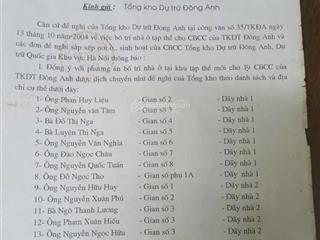 Bán nhà cấp 4 giấy tờ do cục dữ trữ quốc gia cấp tại tổ 38 thị trấn đông anh