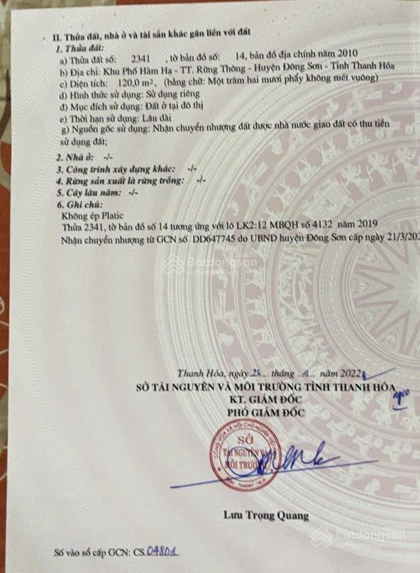 Bán 02 lô đất lk 11&12 khu hàm hạ tt rừng thông đông sơn thanh hoá