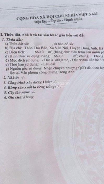 Siêu phẩm đông anh 660m2 mt 30m. full tiện ích