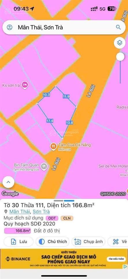 Mt lê bôi đấu lưng biển võ nguyên giáp dt 166,8m2 ngang 13m8