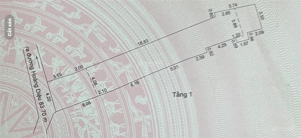 Hoàng diệu diện tích lớn chào bán lô đất tặng nhà cấp 4, diện tích 119,3 mét