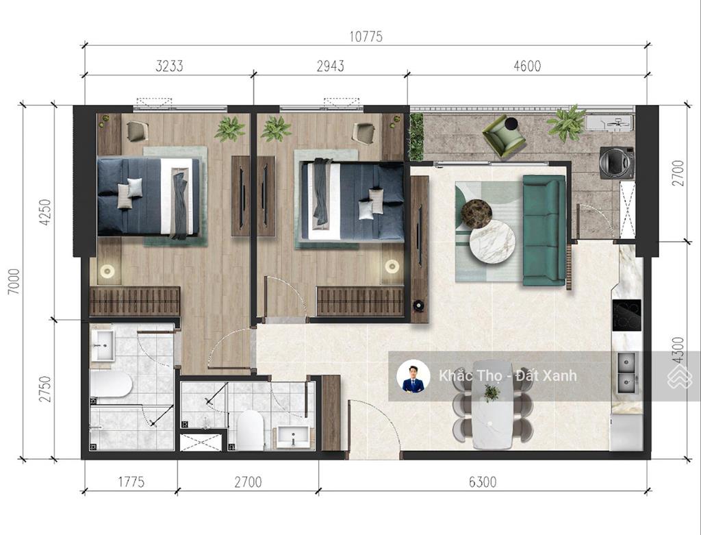 1pn + 47m2 giá 1tỷ800 dự án a&t sky garden 0933 998 ***