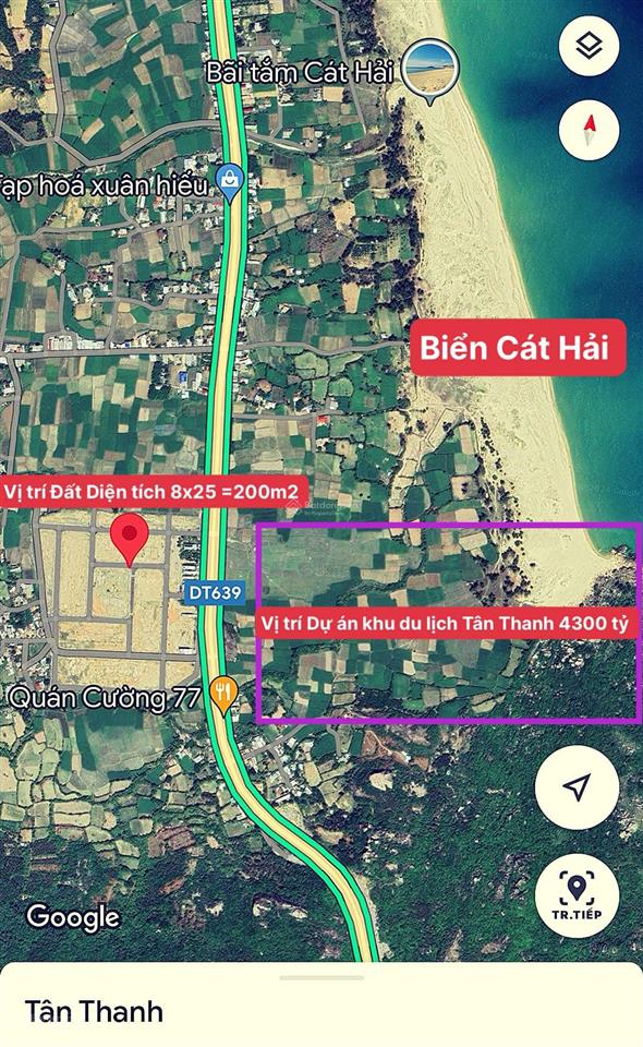 Bán lô đất đẹp nằm trong khu tái định cư thôn tân thanh xã cát tiến giá 1 tỷ 250 diện tích 200m2