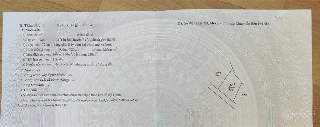 Bán đất yên bài, ba vì  cách suối mơ 100m