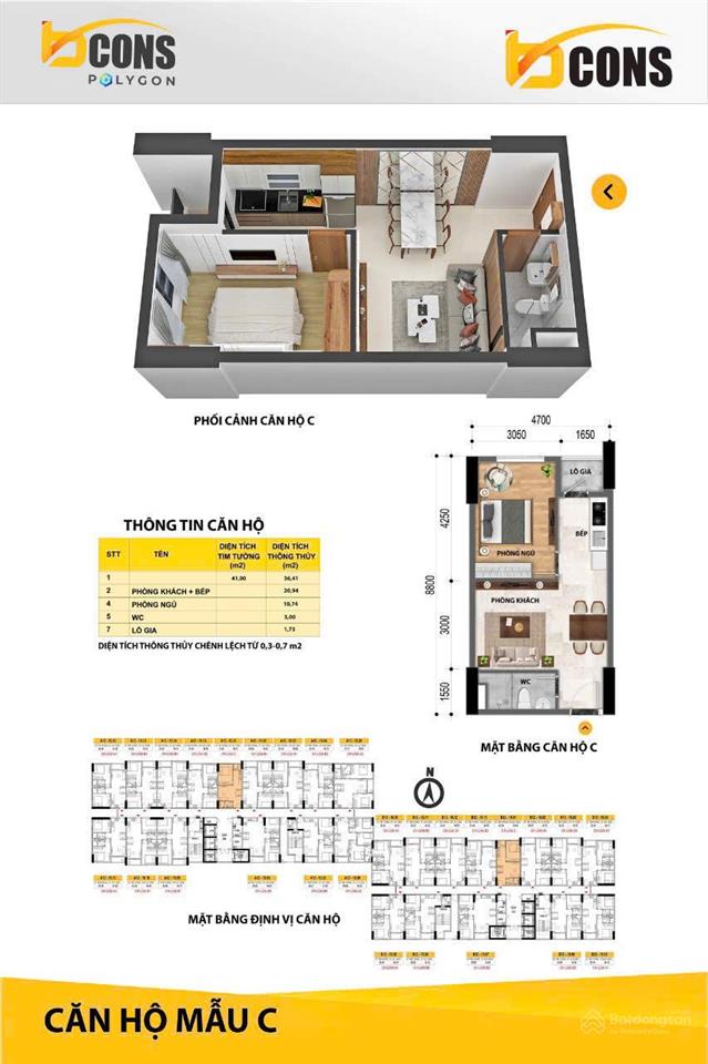 Bán cc bcons polygon 1pn 1wc 41 m2 đã có sổ hồng giá chỉ 1,75 tỷ bao thuế phí, 0911 691 ***