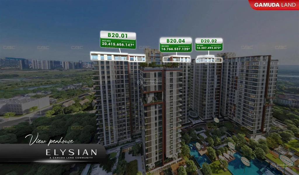 Bán penthouse & sky villa elysian thủ đức, sl cực ít, view panorama, dt 288m2, chỉ 21.5tỷ