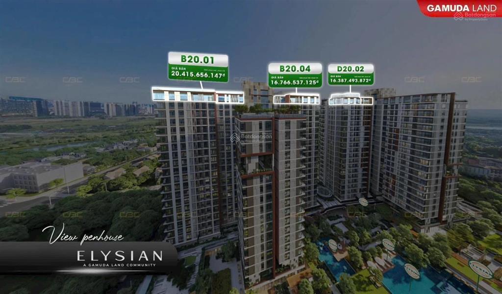 Bán penthouse & sky villa elysian thủ đức, sl cực ít, view panorama, dt 288m2, chỉ 21.5tỷ