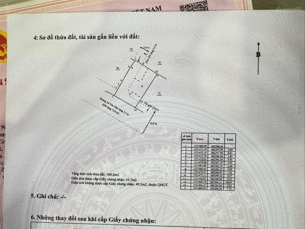 Nhà mặt đường lê văn tám  phước long  tổng dt 104m2 sau qh còn 86,6m2  nhà gồm 2pn, wc, sân
