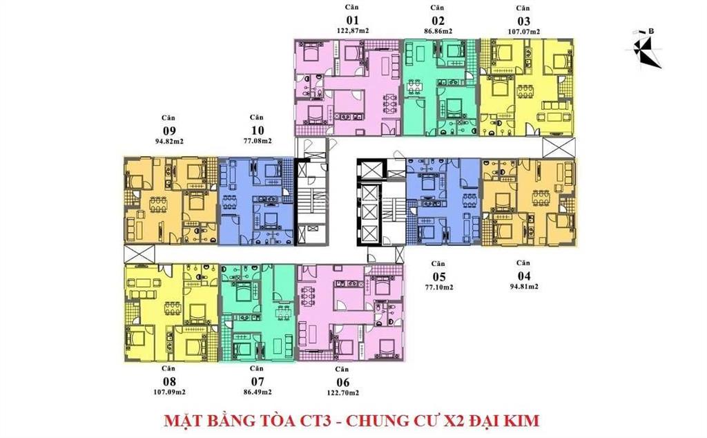 Bán căn góc 4pn 123m2 toà ct3 x2 đại kim, hoàng mai. 0982 511 ***