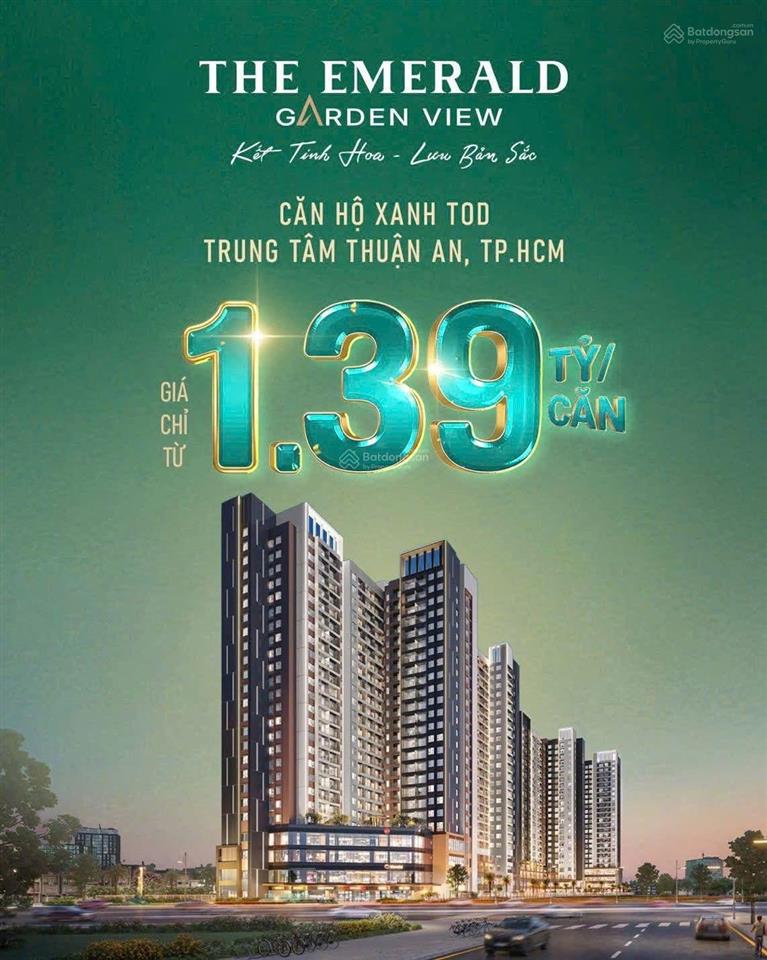 Dự án emerald garden view mặt tiền đường nguyễn chí thanh cách trung tâm thủ đức 15 phút từ 1,39 tỷ