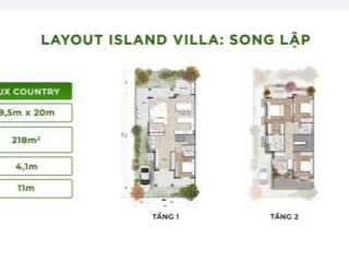 Biệt thự song lập đảo  190m2  tt chuẩn  view sông 25m  giá 19,8 tỷ all in   0943 332 ***