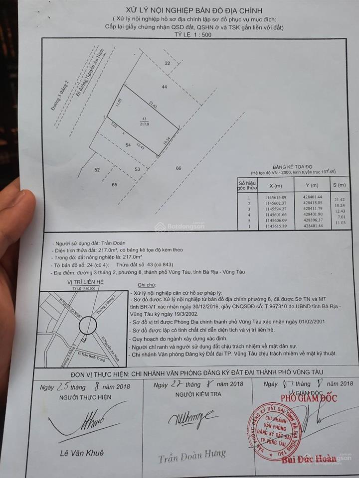 Bán đất tại đường 3/2, phường 8, vũng tàu, 15,5 tỷ, 217m2, giá siêu hời