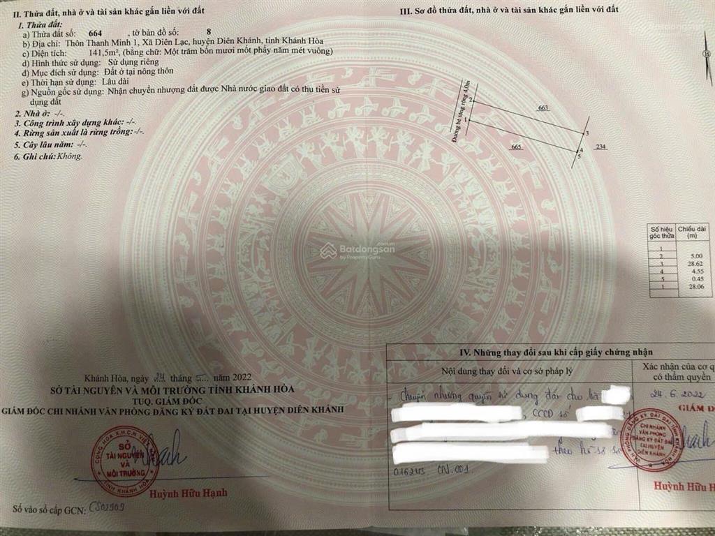 Bán đất full thổ cư 141,5m² diên lạc  đường thông 4m  giá chỉ 1,15 tỷ, chủ bao phí