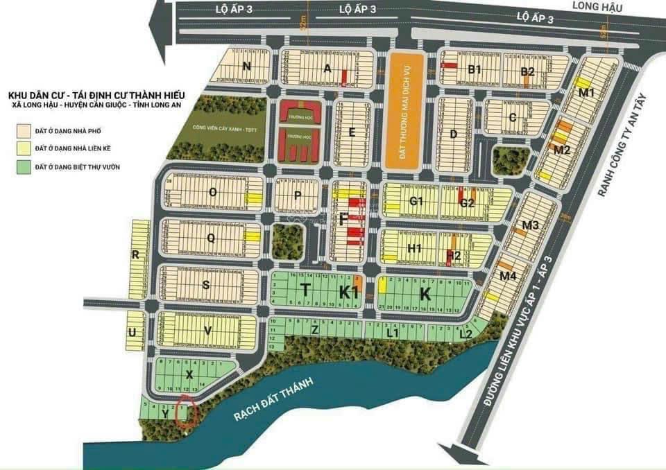 Bán nền phân lô 100m2 view công viên khu vui chơi giải trí trường học tttm giá 2,5tỷ kdc thành hiếu