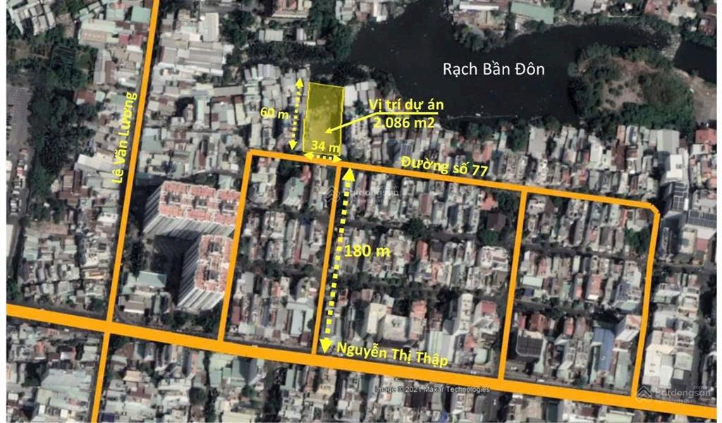 Bán đất mặt tiền địa chỉ 949698, đường 77, tân quy, quận 7, tp hcm dt 34x61 = 1.984m giá 210 tỷ