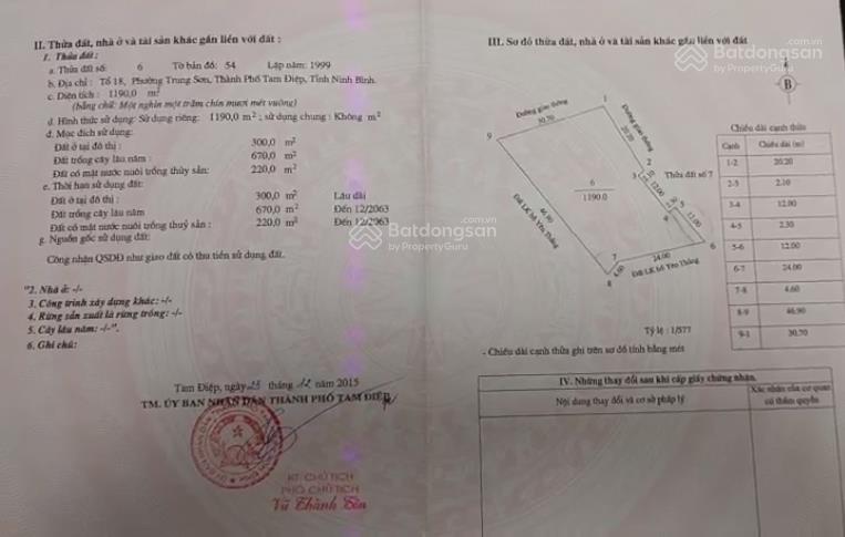 Bán đất 1200m2 tại trung sơn, tam điệp, ninh bình, giá tốt 7.5 tỷ