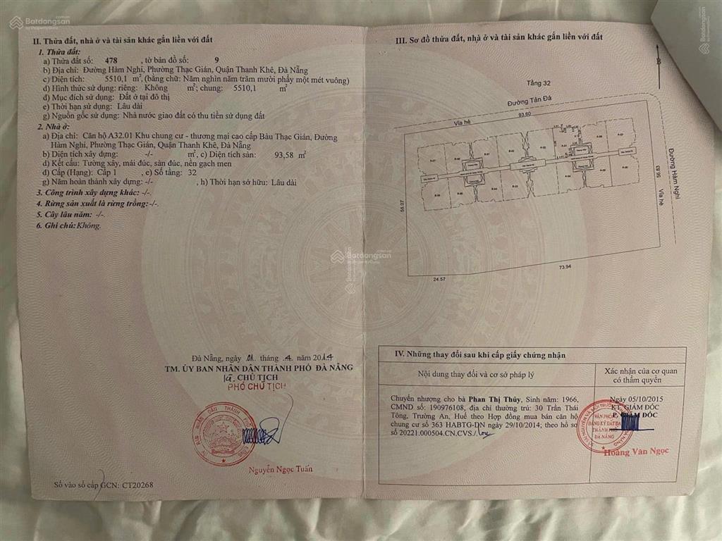 Chính chủ cần bán căn hộ hoàng anh gia lai đà nẵng, diện tích 94m2, 2pn full nội thất giá 3.65 tỷ