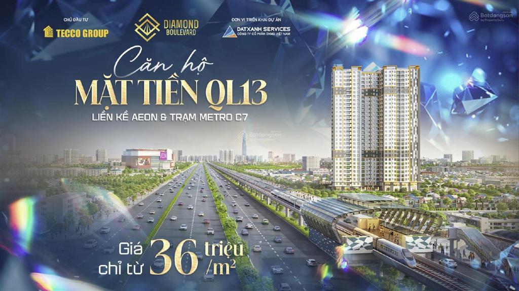 Bán căn hộ diamond boulevard mặt tiền ql13, nhận nhà quý 3/2026 bàn giao full nội thất