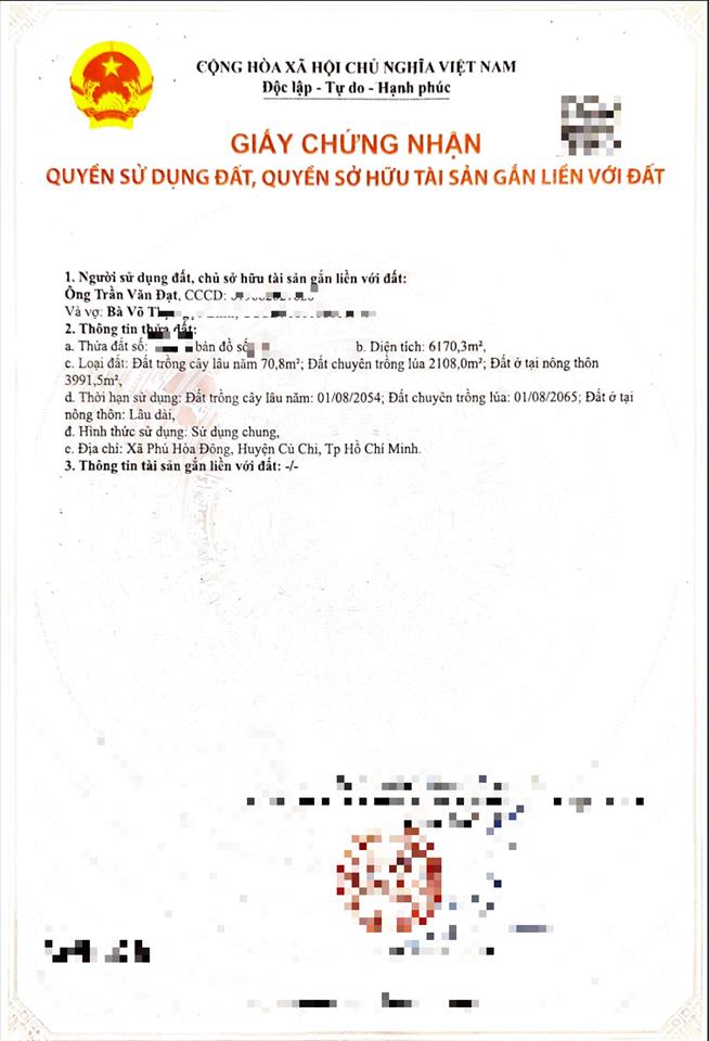 Ra hàng quỹ đất 6.000m² tại phú hòa đông, củ chi