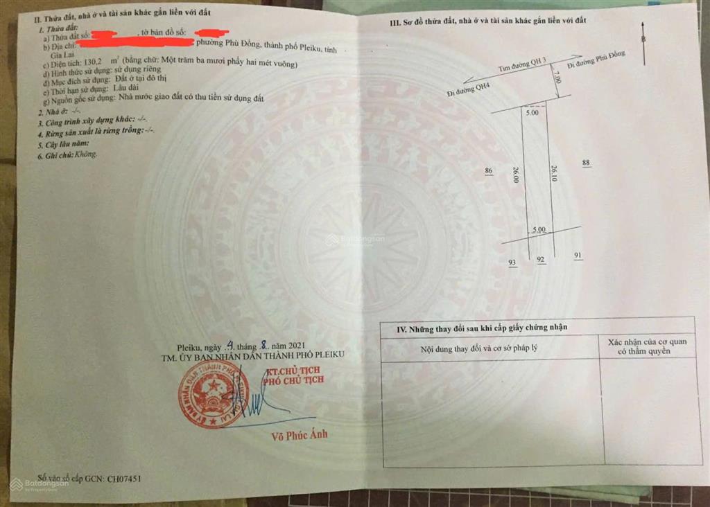 Chỉnh chủ bán lô đất 5x26 130m2 view bờ kè đường ngô tất tố phù đổng pleiku giá 4,2 tỷ. 0932 103 ***