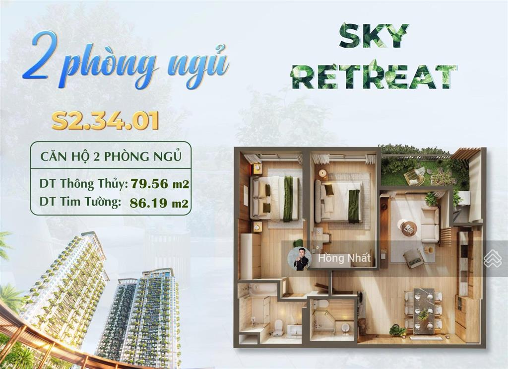Hiếm! bán gấp căn 2pn sky retreat eco retreat view công viên 30.000m² 86m2, giá tốt nhất 3.939 tỷ