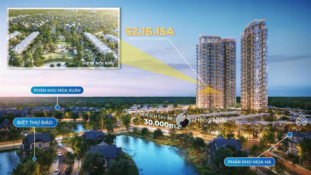 Hot! bán gấp căn 2pn sky retreat eco retreat view công viên 30.000m², tầng đẹp, 86.03m² chỉ 4,391tỷ