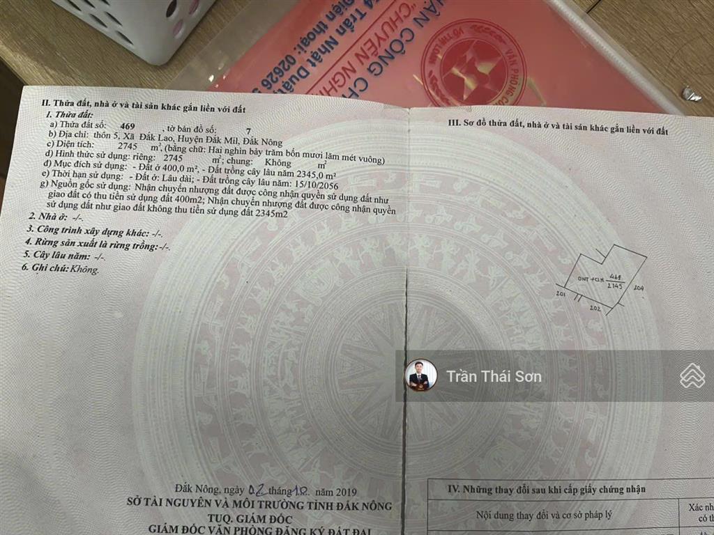 Bán đất 2.700m² trung tâm đắk mil 400m² thổ cư view cao cực đẹp