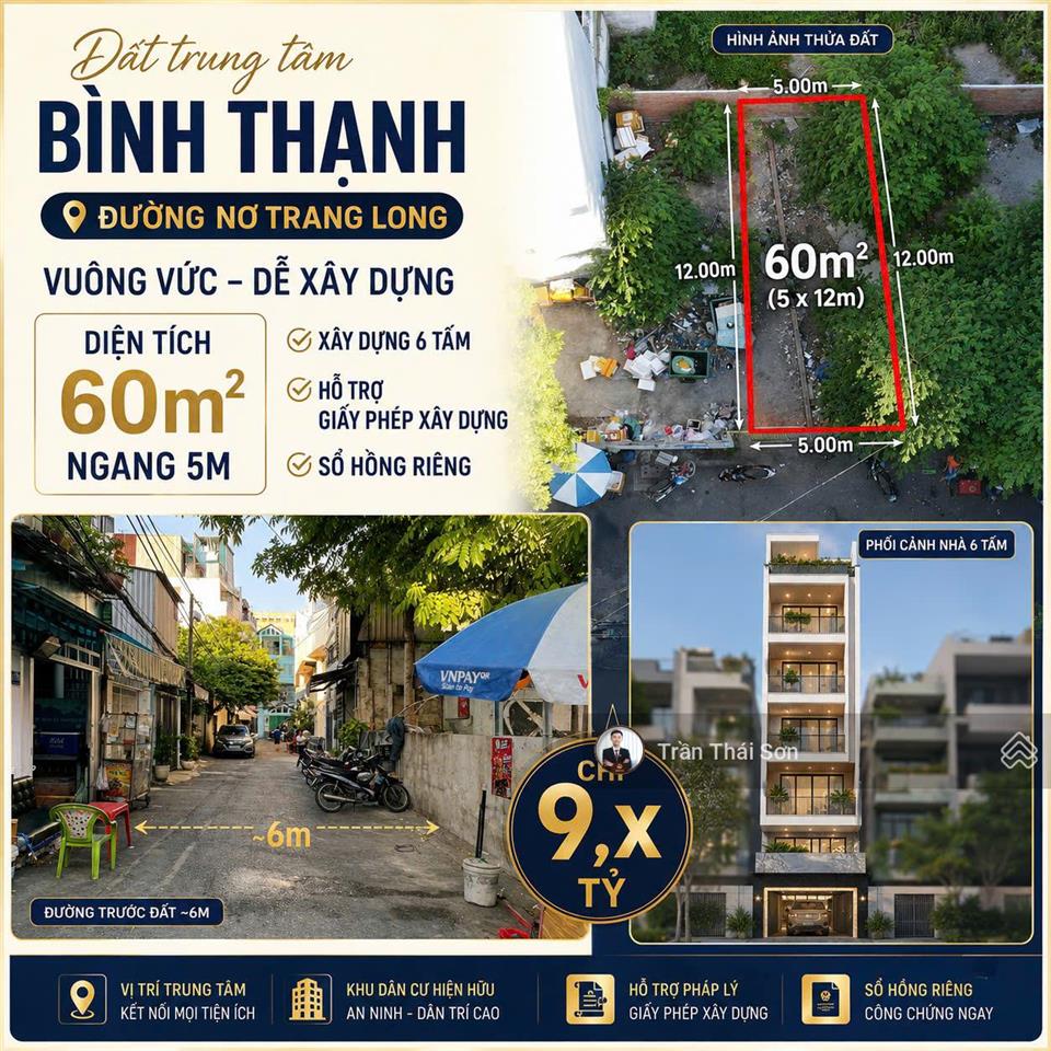 Đất xây dựng cao tầng nơ trang long, cần bán nhanh