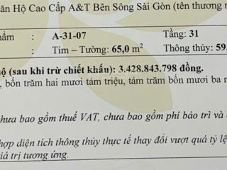 Chính chủ bán gấp căn hộ a&t saigon riverside tầng đẹp, view sông sài gòn, 2pn2wc 60m2