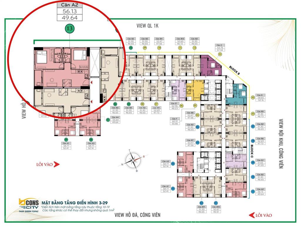 Chính chủ kẹt tiền gửi bán lỗ căn góc 56m2 bcons green topaz, 2tỷ270, bao sang tên