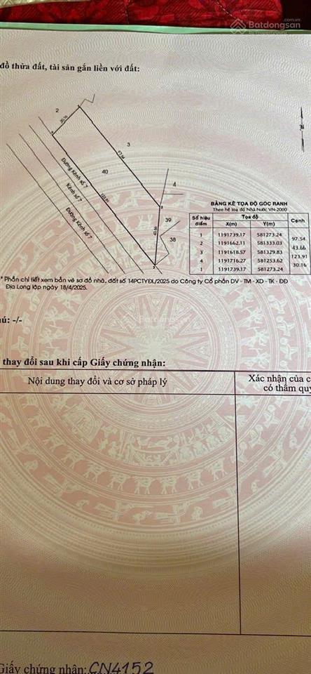 Cần bán lô đất mt đường kênh 7  vườn thơm, xã bình lợi
