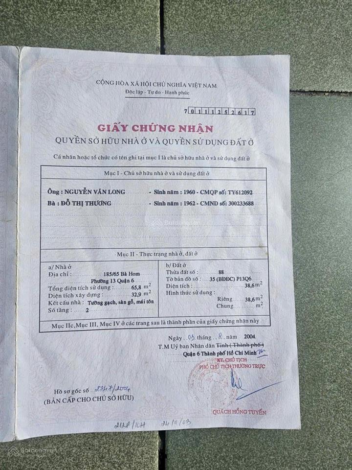 Nhà hẻm 185 bà hom  ngay khu ẩm thực q6, gần khu tên lửa