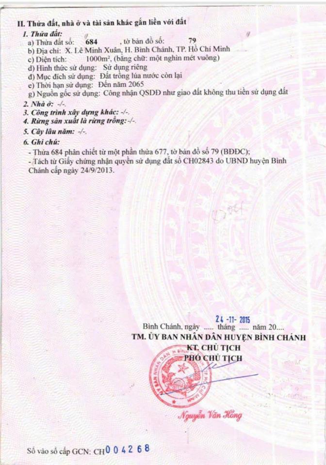 Bán đất mặt tiền đường kênh 10  2.958m2 10tỷ/tl khu b, ấp 4, xã lê minh xuân  bình chánh