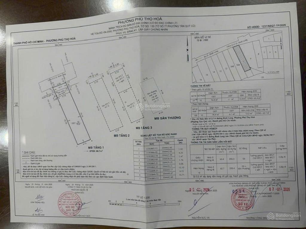 Bán nhà hxh đường bình long 76m2, 3 tầng  6,75 tỷ/tl, phường phú thọ hòa, tphcm