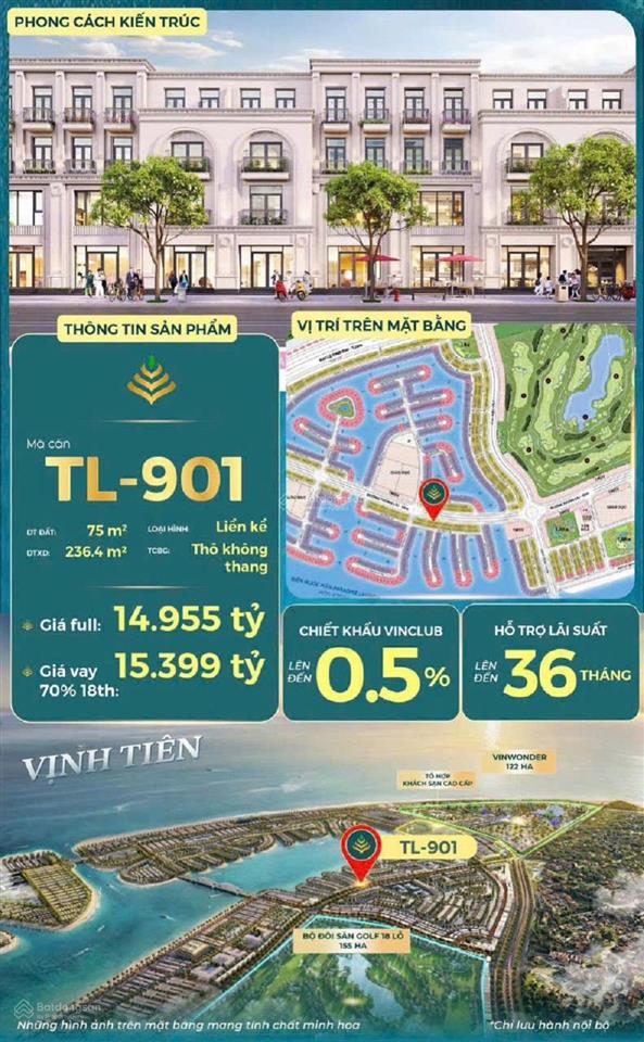 Bán nhà phố trục đường tương lai 75m2  4 tầng  14,955 tỷ  vinhomes green paradise cần giờ tp.hcm