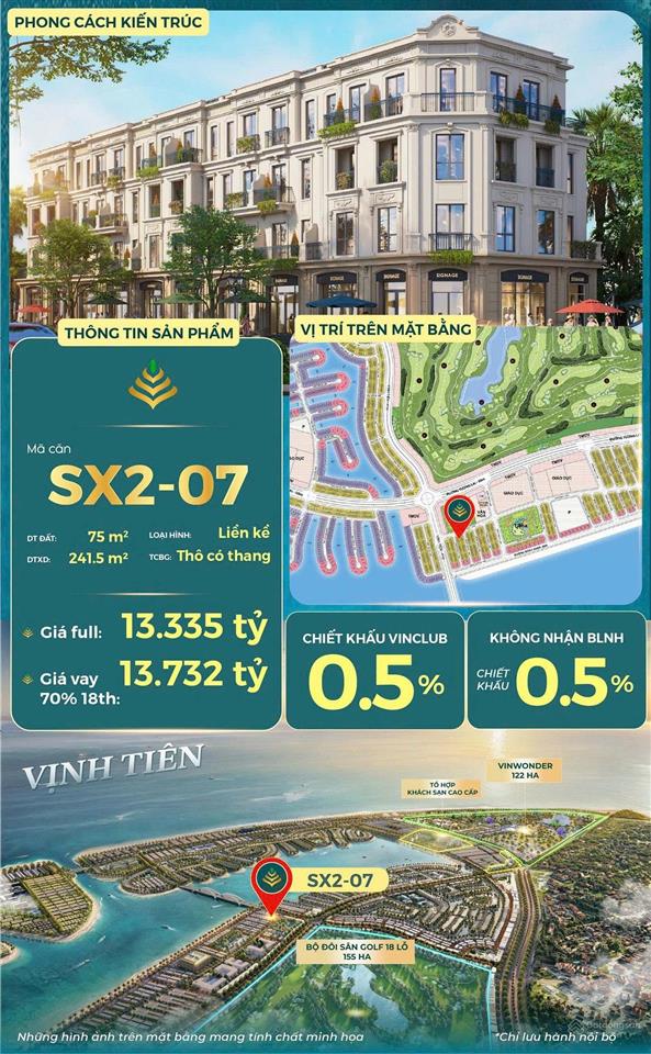 Bán nhà phố liền kề đường vịnh tiên 75m2 4tầng 13,338 tỷ(sx207 ) green paradise cần giờ tp.hcm