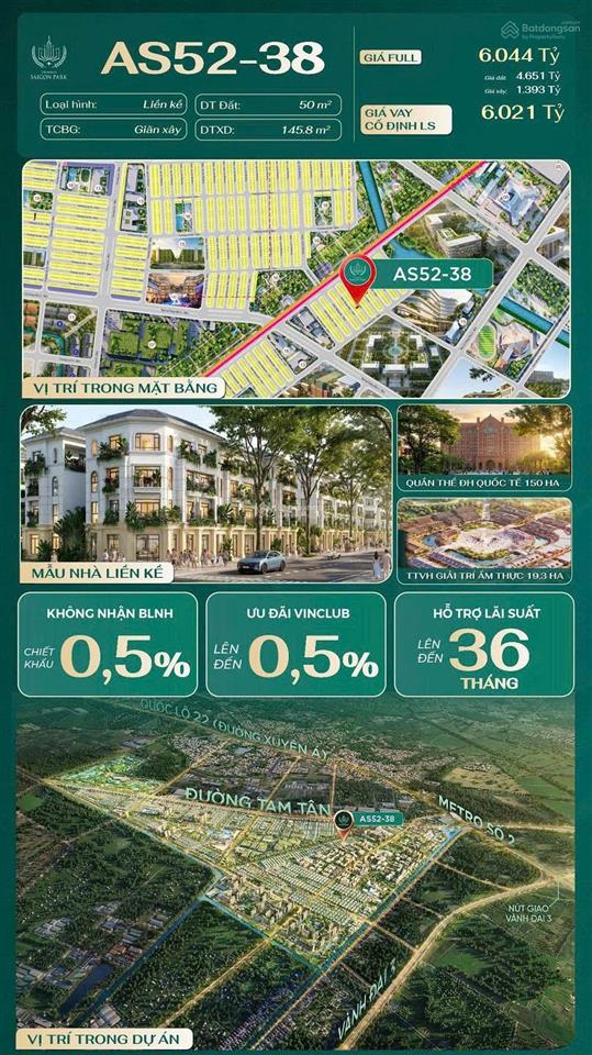 Bán nhà phố liền kề vinhomes sài gòn park 50m2 4tầng 6,044 tỷ (as5238 )xã xuân thới sơn tp.hcm
