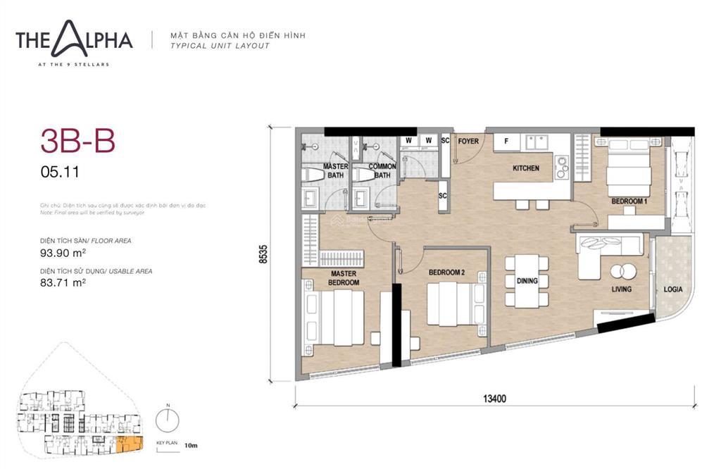 Bán căn hộ 3pn the 9 stellars 93m2 tầng 15 view hồ iá 9,3 tỷ