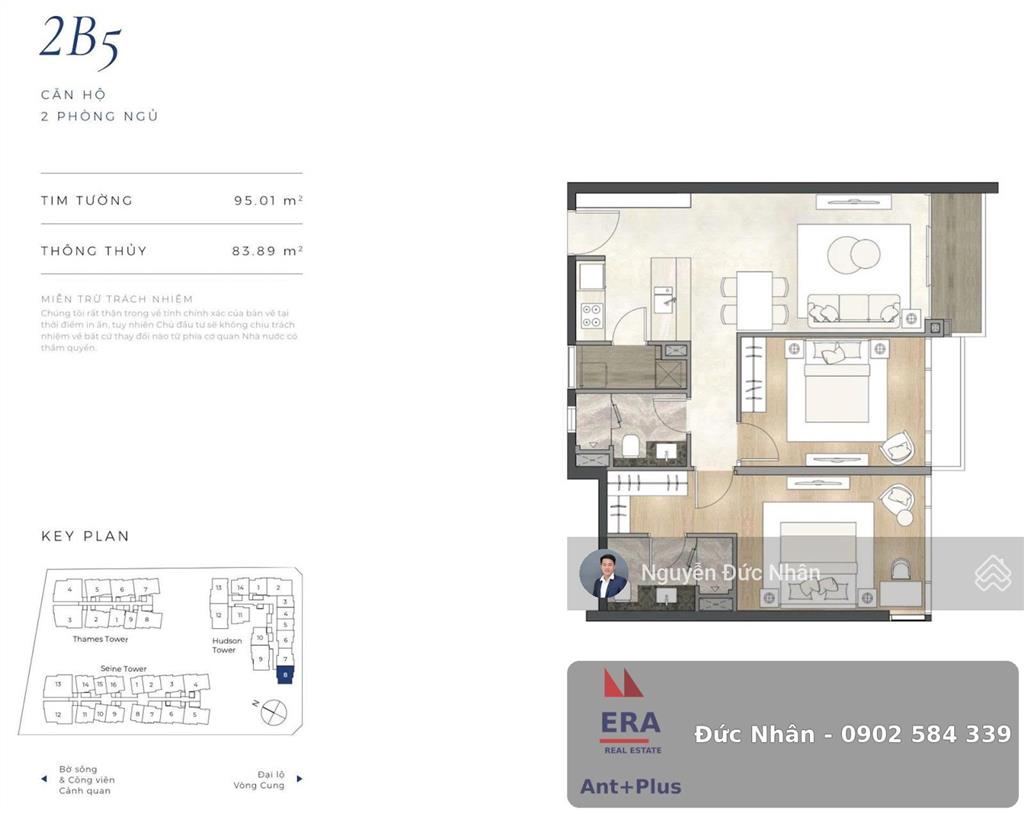 Bán căn hộ the river thủ thiêm 94m2, 2pn, sổ hồng, view thành phố  20,5 tỷ all in