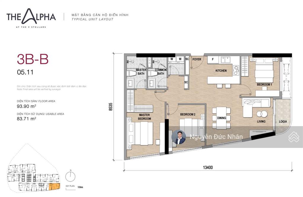 Bán căn hộ 3pn the 9 stellars 93m² tầng 15 view hồ giá 9,3 tỷ