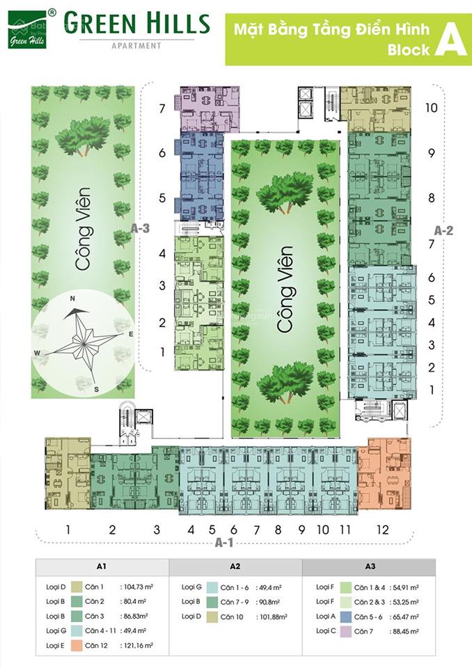 Căn hộ 53m2/ 2pn1wc/ 2.45 tỷ đã có sổ riêng green town bình tân block a, ht vay bank
