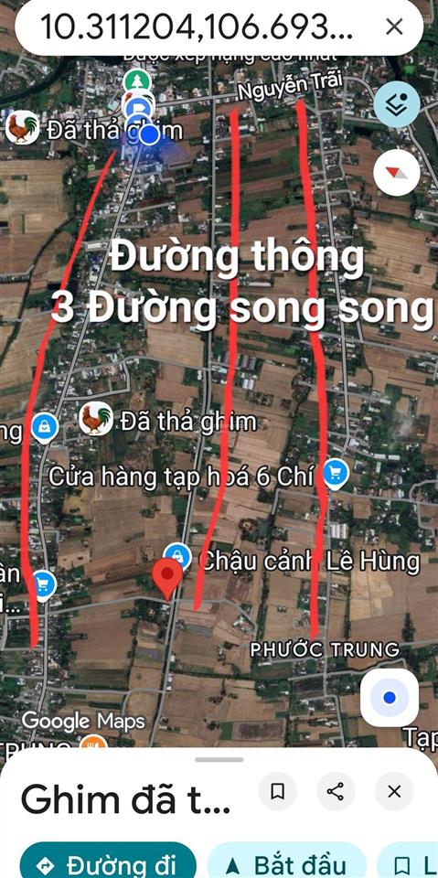 Đất thanh nhung 2, phước trung, gò công đông, tiền giang. 7,5x36m 122m2 thổ, đường xe 7chỗ 380tr tl