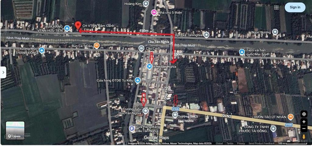 Đất mặt tiền kinh doanh gần chợ tân nghĩa, cao lãnh đồng tháp, 243 m2 thổ cư giá 1,2 tỷ sổ mới