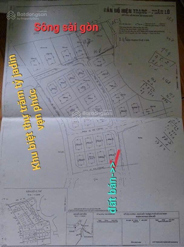 Bán lô đất góc 2 mặt tiền đường gần sông sg, liền kề kđt vạn phúc. dt 15x20 shr. 0972 772 ***