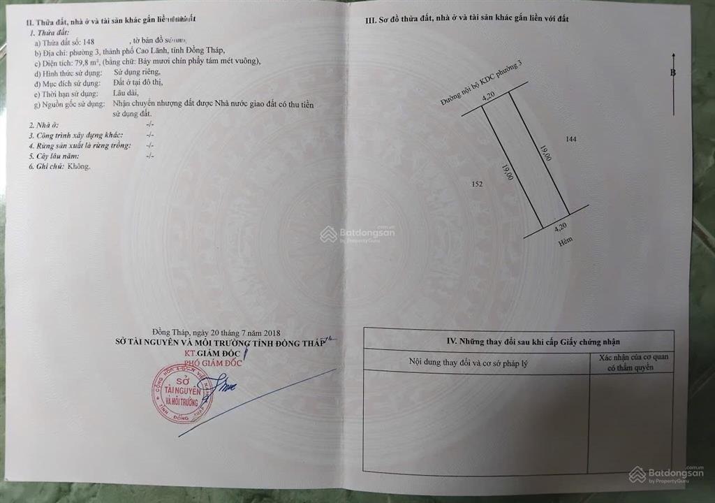 Bán đất tại bà triệu cao lãnh, đồng tháp , 3.5 tỷ, 80m2 , 4.2*20